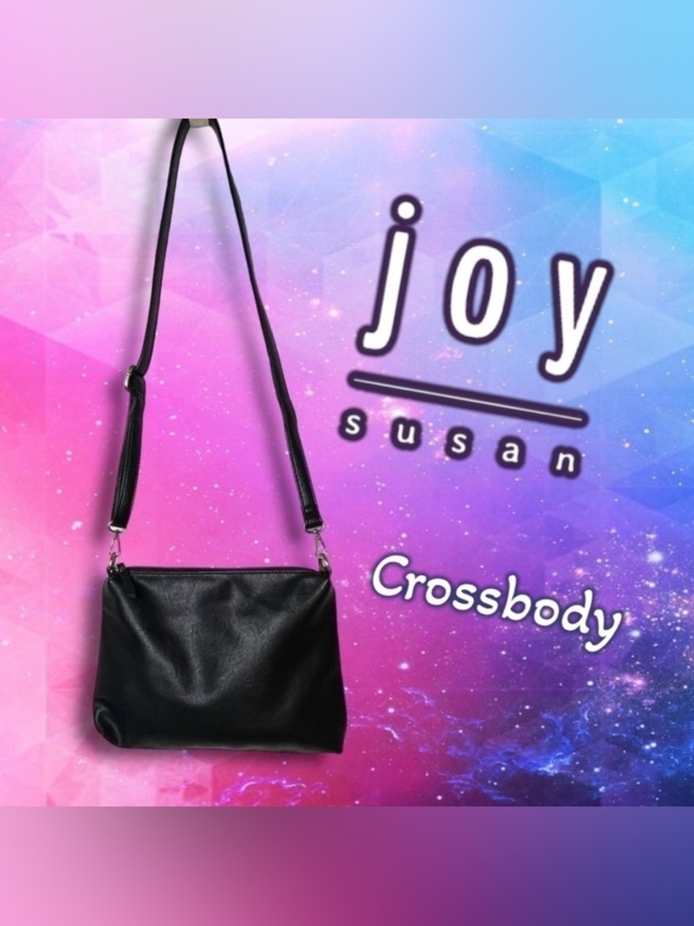 JOY Susan Black Adjustable Crossbody Bag Vegan Leather